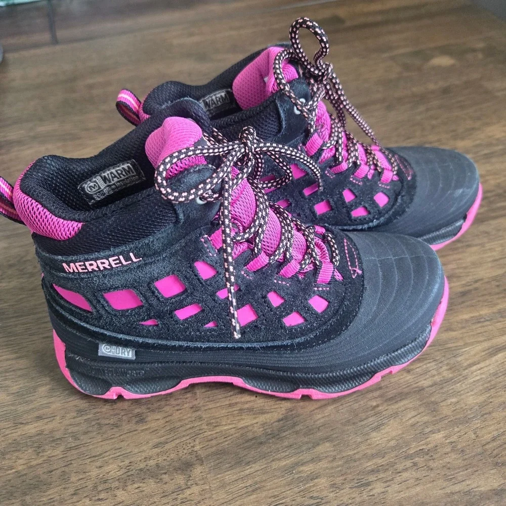 Merrell Thermo Shiver 2.0 Waterproof Winter Boots Black Pink Kids 13M MK161285